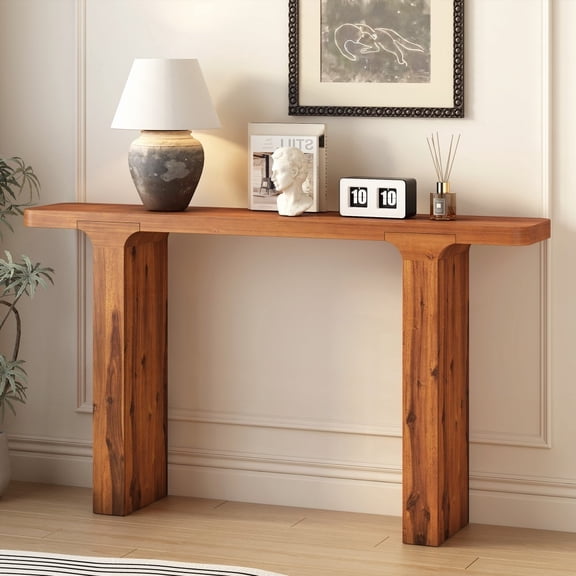 U_STYLE Natural Acacia Entryway Table with Stable Legs & Easy Assembly