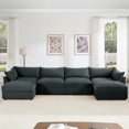 thumbnail image 1 of U Shape 4 Seater Cloud Couch Sectional Sofa with 2 Movable Ottomans, Living Room Couch, Oversized Modular 6-Seat Sofa with Storage Drawers Under Each Seat, Chenille Gray, 1 of 15