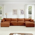 thumbnail image 1 of U Shape 4 Seater Cloud Couch Sectional Sofa with 2 Movable Ottomans, Living Room Couch, Oversized Modular 6-Seat Sofa with Storage Drawers Under Each Seat, Chenille Orange, 1 of 17