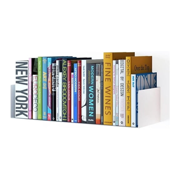 U Shape Bookshelf - White Wall Mount Floating Shelves, Metal Display Rack - Kitchen Pantry, DVD, Book Storage - Multi-Purpose Home Decor