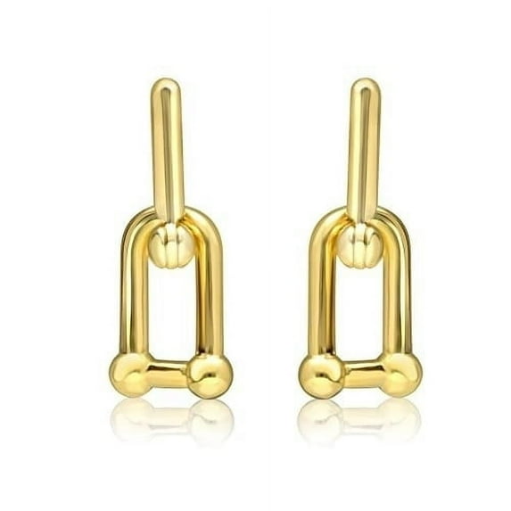 U-Shape Chunky Gold Plated Ball Chain Earrings Unique Fashionable Ear Accessory