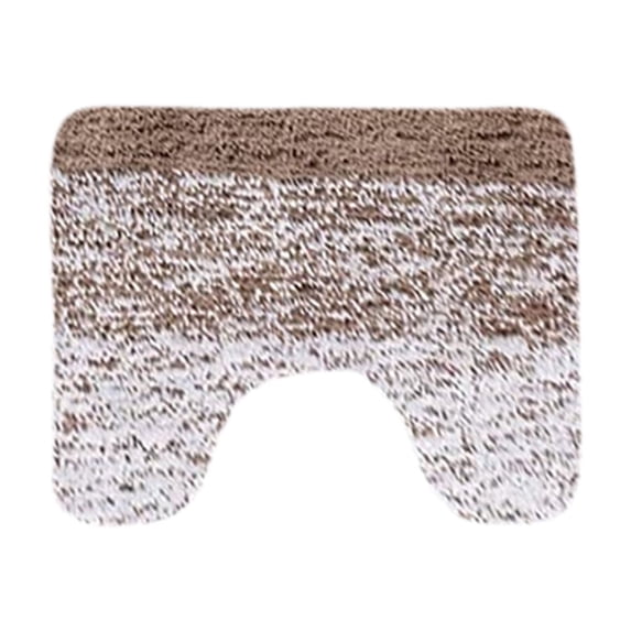 U-Shape Contour Microfiber Bath Mat - Non-Slip Absorbent Toilet Rug, Soft Plush Bathroom Floor Mat, Machine Washable Quick Dry Foam Pad, 16x20in Black