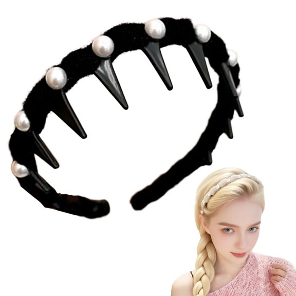 U Shape Fashion Tooth Hair Comb Headband,Elegant Pearls Headbands for Women,Anti-slip Decorative Hair Bands Fashion Hair Accessories for Women