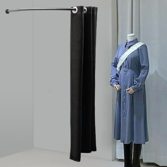U-Shape Fitting Room for Boutiques, Portable Clothing Store Changing Room, Privacy Screen Partition Protection Dressing Room with Shading Curtain & Clothes Rack