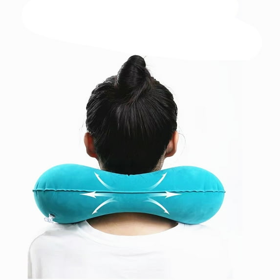 U Shape Pillow Inflatable Peacock Green