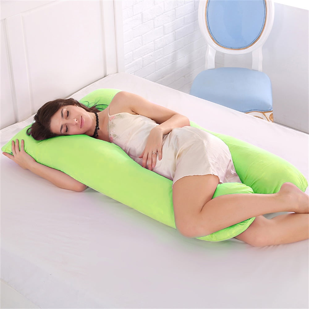 U-Shape Pregnancy Pillow 51 Inch Maternity Pillow with Washable Cover Nursing Support Cushion for Pregnant Women Side Sleeping (Green)