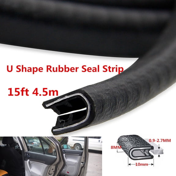 U-Shape Rubber Seal Car Door Edge Strip Trim Molding Protector Guard 4.5M/15ft
