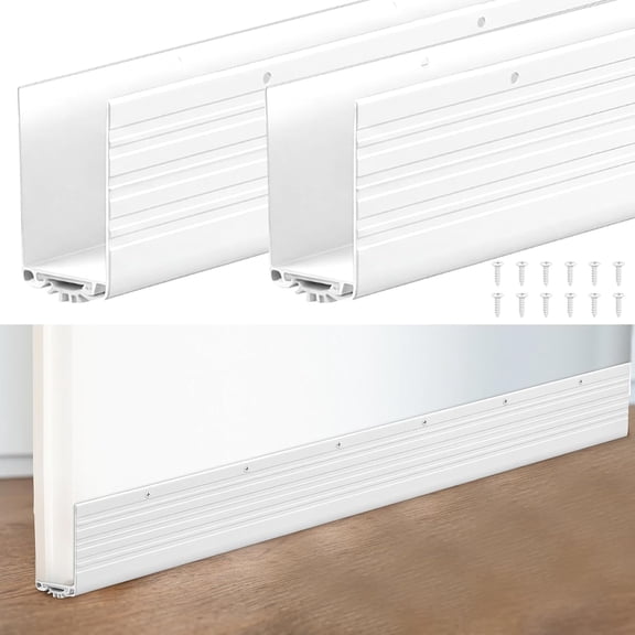 U Shape Screw on Under Door Seal 36 Inch Aluminum and Rubber Door Threshold Extension with Draft Stopper for Home Prevents Hot, Cold Air, Dust, Insects