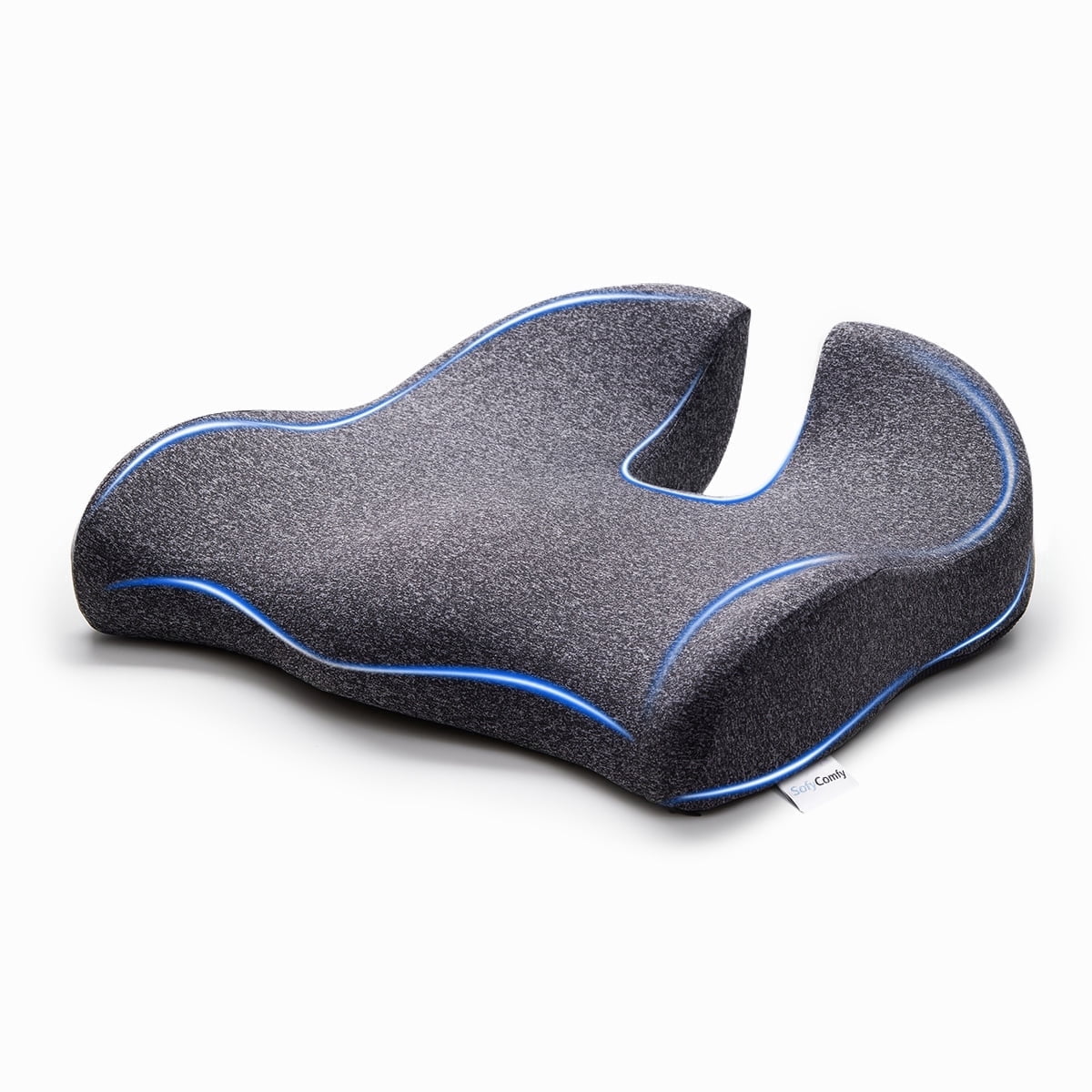 U Shape Seat Cushion for Tailbone Pain Relief – Coccyx Cushion with Memory Foam, Non-Slip Bottom – Office Chair & Car Seat Cushion for Driving, Back Pain, Long 
