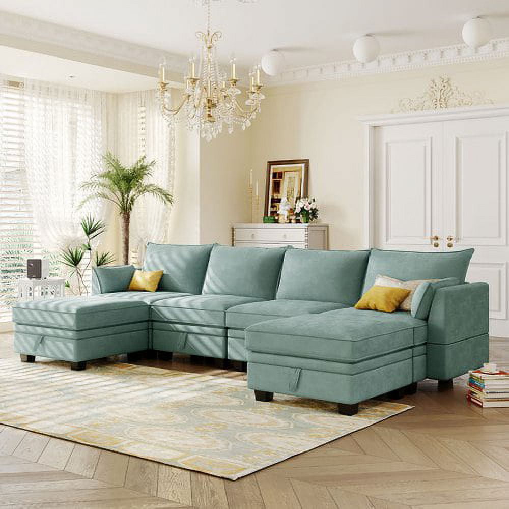 Two Seater Modular Sectional Sofa Linen Fabric Sofa Couch with Ottoman,  Seat Cushion and Back Cushion Removable and Washable - Yahoo Shopping