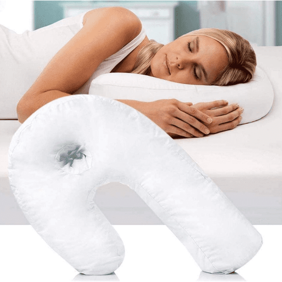U Shape Side Sleeping Support Pillow with Removable Washable Cover Ear Hole Design Bed Rest Cushion for Side Sleepers
