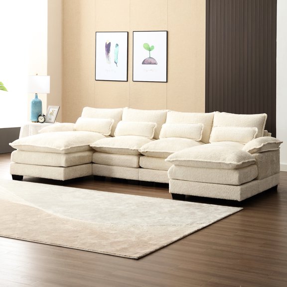 U-Shape Sofa with Arms / Sturdy Plastic Legs for Support