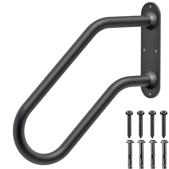 U Shape Wall Mount Safety Handrails for Outdoor Steps 17'' Indoor Stairs Reinforced Railings for 1-2 Steps Porch Metal