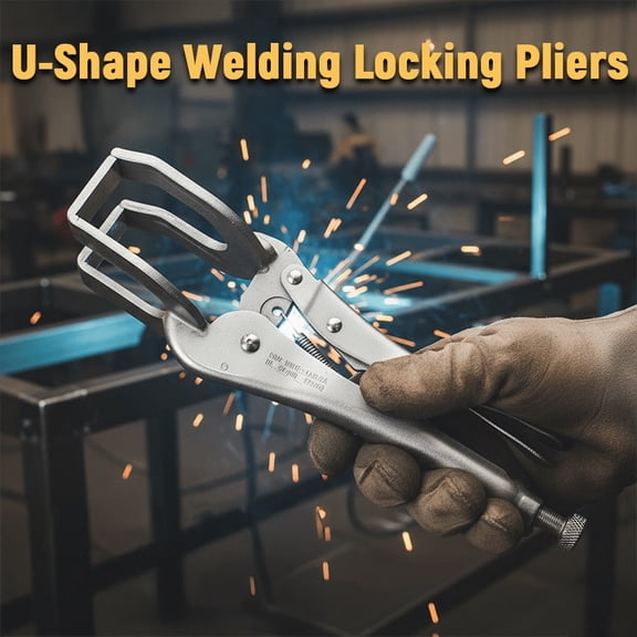 U-Shape Welding Locking Pliers, Pipe Alignment Clamp with High-Leverage Adjustable Screw, Durable Metal Fabrication Tool for Welding Automotive Repair Assembly Projects