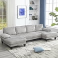 thumbnail image 1 of U-Shaped 4-Seat Couch with Double Chaise - Oversized Seat, Comfortable & Spacious Indoor Furniture for Living Room & Apartment,Light Gray, 1 of 19