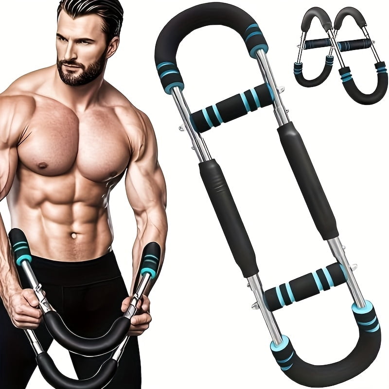 U-Shaped Arm Trainer, Forearm & Bicep Workout Equipment, Hand Grip Strengthener for Home Gym, Muscle Builder for Wrist, Chest & Shoulder, Black