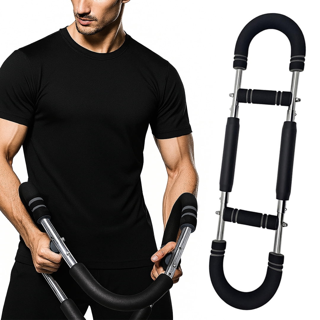 U-Shaped Arm Trainer, Forearm & Bicep Workout Equipment, Hand Grip Strengthener for Home Gym, Muscle Builder for Wrist, Chest & Shoulder, Gray