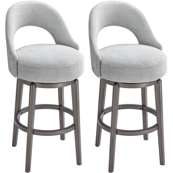 U-Shaped Back Bar Stool with Solid Wood Footrest 2PCS - Comfortable & Breathable Fabric for Living Room, Kitchen Island, Office, Bar