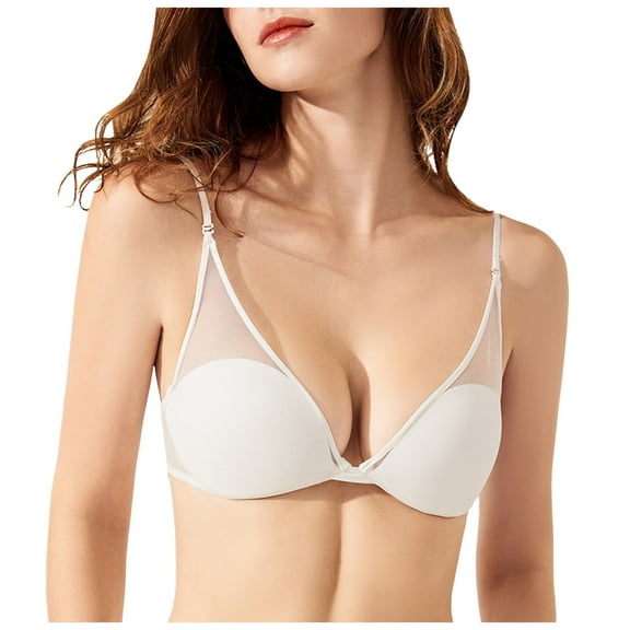 U Shaped Backless Mesh Bra Sexy Comfortable Thin Straps Gathered Design for Women Support Underwear