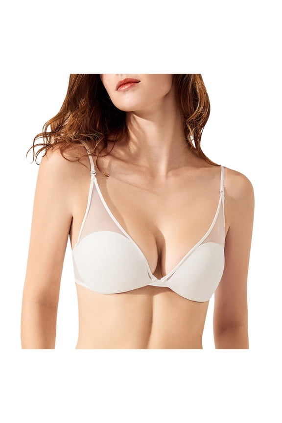 U Shaped Backless Mesh Sexy Thin Shoulder Straps Gathered Bra Underwear Bra