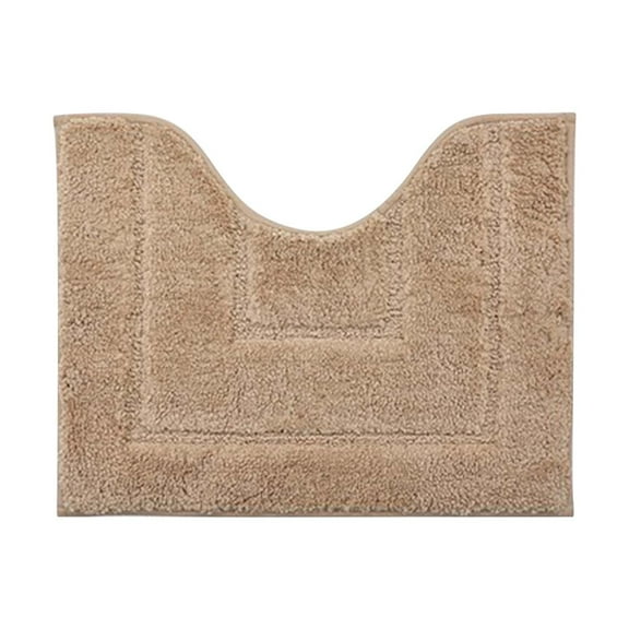 U-Shaped Bathroom Floor Mat, Non-Slip Absorbent Toilet Rug, Quick-Dry Microfiber Contour Bath Mat for Toilet Base and Bathroom Entrance ( Khaki )