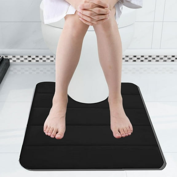 U Shaped Bathroom Rug,Toilet Mat,Memory Foam Toilet Rug,Toilet Mat U Shape,Non-Slip Bathroom Rugs,Toilet Rugs U Shaped Rug for Bathroom Toilet Base(Black 20*16in)from ANMUYUM