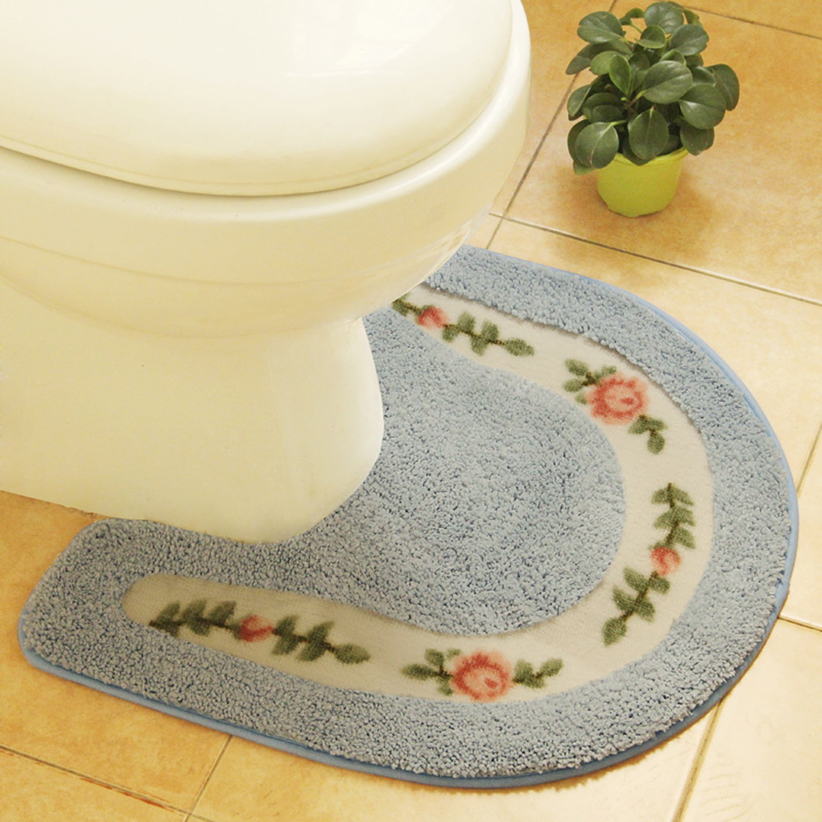Polyester Bath Rug U-Shaped Blue Polyester Bath Rug, 20