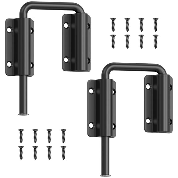 U-Shaped Bolt Lock Sliding Door Loop Lock Stainless Steel Latch 90/180 Degree Security Fence Latch for Single/Double Barn Door Fence Window Closet Shed Garden Gate, 2 Pcs Black