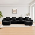 thumbnail image 1 of U-Shaped Boneless Sofa, Teddy Fabric, No assembly Required Curved armrest, Anti-slip Design, Streamlined Design 32D High Density Sponge, Full Compression Vacuum Packag for Studies living Rooms(Black), 1 of 11
