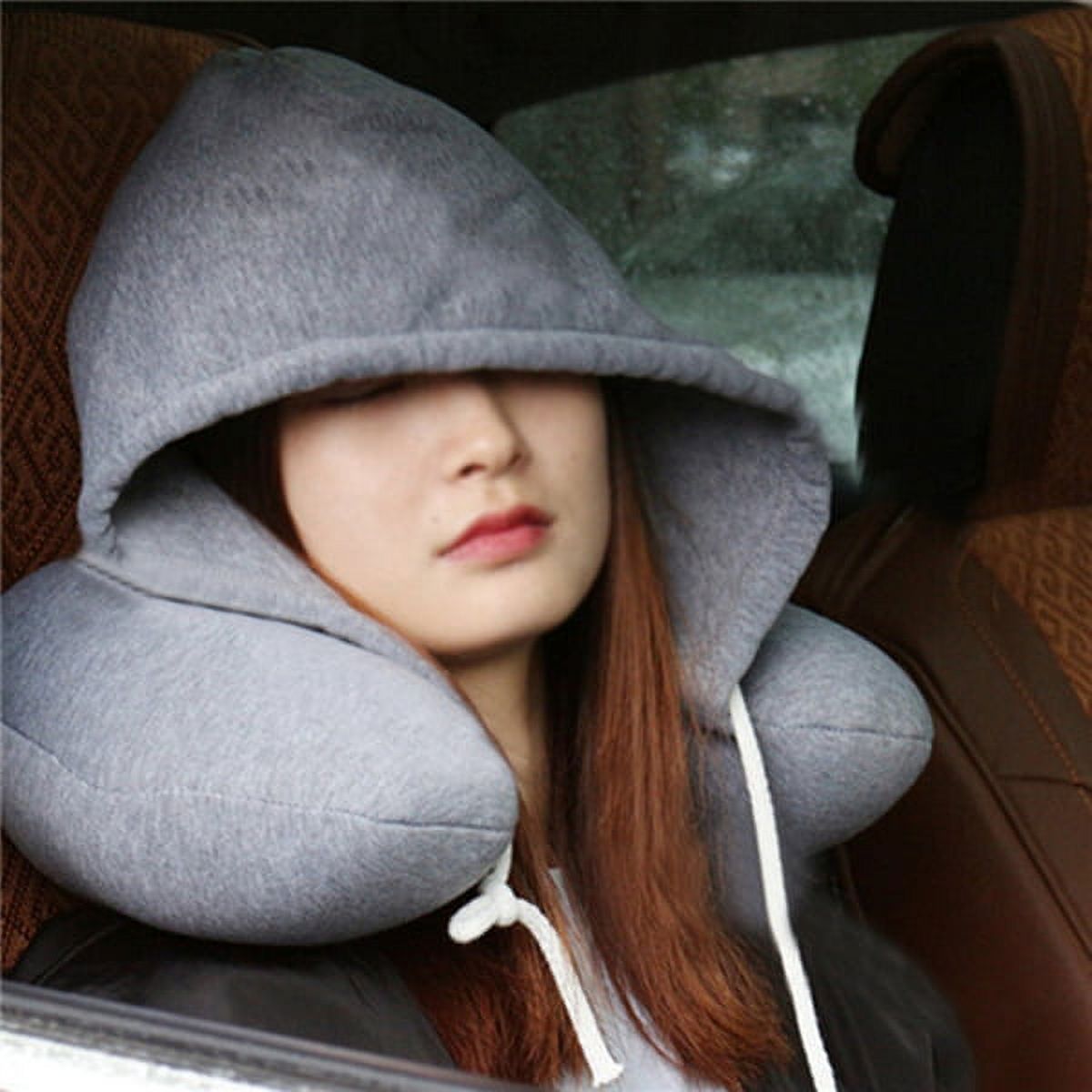 U Shaped Car Neck Pillow Hat Travel Body Pillows With CarGray