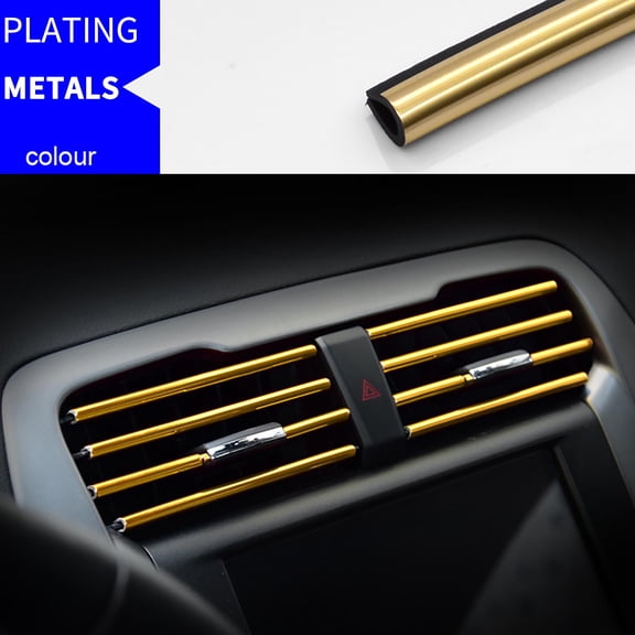 U-Shaped Car Vent Trim Decorative Strips 10 Pack - Electroplated PVC Interior Molding for Air Conditioner Vents - Straight Grille Compatible Auto Accessories for Car Interior Decoration