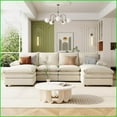 thumbnail image 1 of U-Shaped Chenille 6-Seat Sectional Sofa with Adjustable Armrest Pillows – Durable Solid Wood Frame for Living Rooms & Offices | Polyester | Pillow Back | Beige, 1 of 18