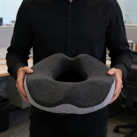 U-Shaped Coccyx Orthopedic Seat Cushion Ergonomic Memory Foam Ventilated Tailbone Support Pad Dual Tone Chair Cushion with Geometric Design for Office Desk Chair Car Home Long Sitting