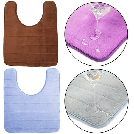 U-Shaped Contour Memory Foam Toilet Mat - Non-Slip Backing, Water Absorbent, Machine Washable, Super Cozy - Luxurious Velvet Comfort Washroom Rug