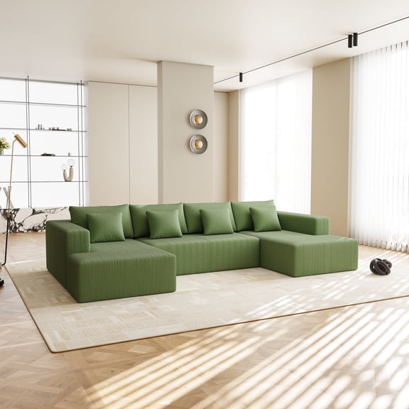 U Shaped Corduroy Living Room - Exceptional Comfort, Chic Design U-shaped Furniture Comfortable, Seating