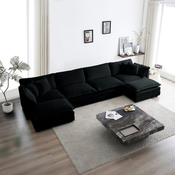 U - Shaped Couch with High - End Chenille Fabric / Customize Your Home Theater Setup