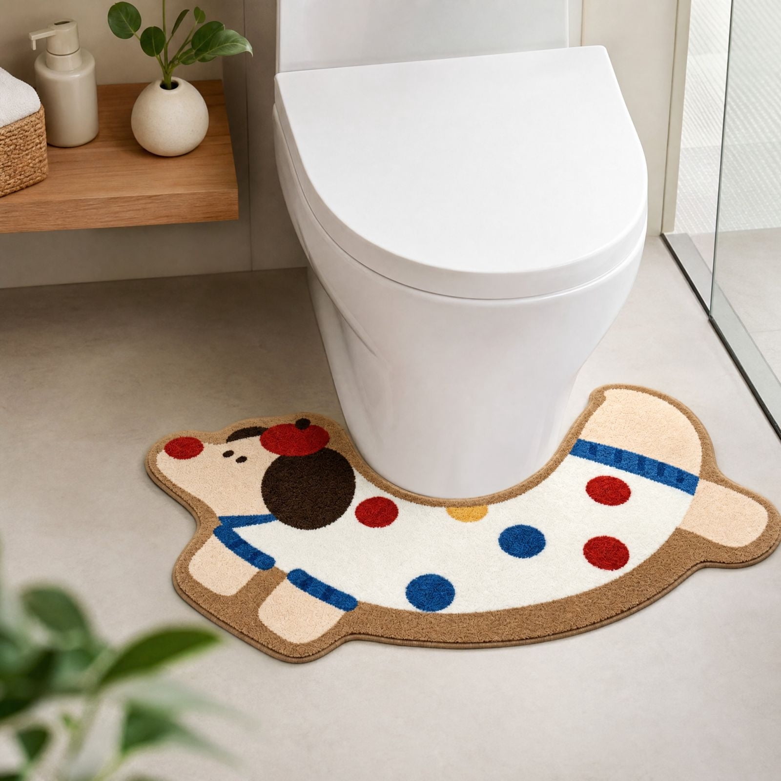 U-Shaped Dachshund Cartoon Bath Mat - Non-Slip Toilet Floor Mat for ...