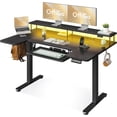 Desk Monitor Rack U Shaped Electric Standing Desk with Keyboard Tray, Power Outlet, Dual ...