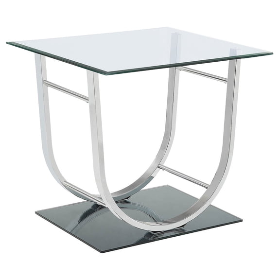 U-Shaped End Table - Modern Chrome & Glass Accent Table for Living Room
