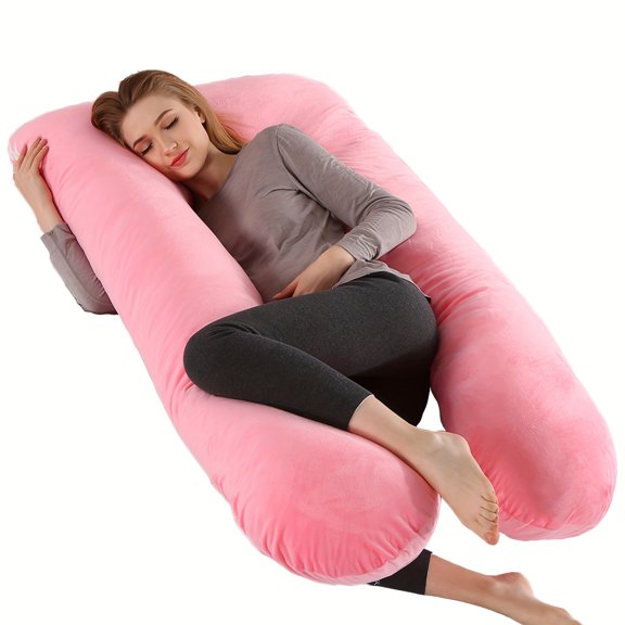 U-Shaped Extra Large Full Body Maternity Pillow with Removable Cover, Luxury Support Pillow for Pregnant Side Sleepers, Relieves Back Hip Leg Belly Pressure