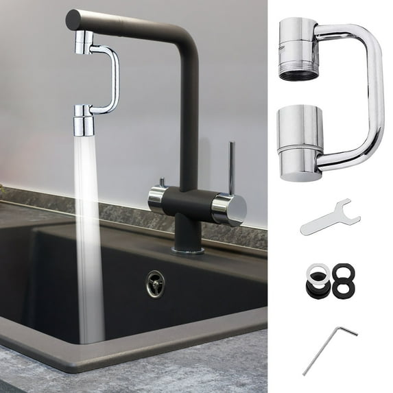 U Shaped Faucet Extender, 2025 New Universal Sink Faucet 1440° Rotatable Faucets Aerator Extension, 2 Modes Multifunctional 1080° Swivel Faucets Extender for Bathroom Kitchen Sink