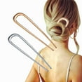 thumbnail image 1 of U-Shaped French Hairpin Hair Pin Prongs Updo Chignon Pins Large Metal Hairpins Sticks Hair Accessories For Women Girls Hair Styling, Gold + Silver, 2 Pieces, 1 of 6