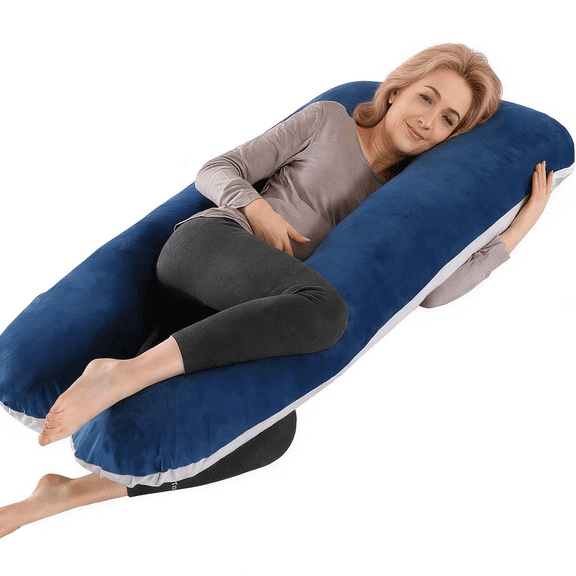 U Shaped Full Body Pillow for Adults, Memory Foam Pregnancy Pillow with Cooling Cover Maternity Support for Side Sleepers
