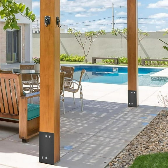 U-Shaped Galvanized Steel Deck Post Base, 4-Pack for Railing & Mailbox Support