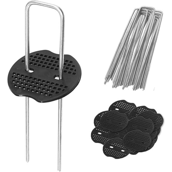 U Shaped Garden Stakes With Washer Galvanized Lawn Fabric Pins For Securing Weed Barrier Ground Cover Netting And Outdoor Turf Anchoring