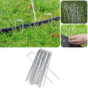 U Shaped Garden Stakes with Washers Galvanized Pins Fixing Clips for Landscaping - 2.5mm*10cm