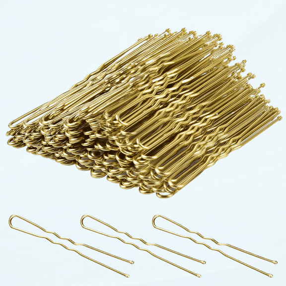 U Shaped Hair Pins, 100 Pcs Blonde Bun Hair Pins for Women Girls with Box (Golden 2.4 inch)