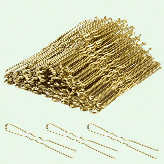 U Shaped Hair Pins, 100 Pcs Blonde Bun Hair Pins for Women Girls with Box (Golden 2.4 inch)