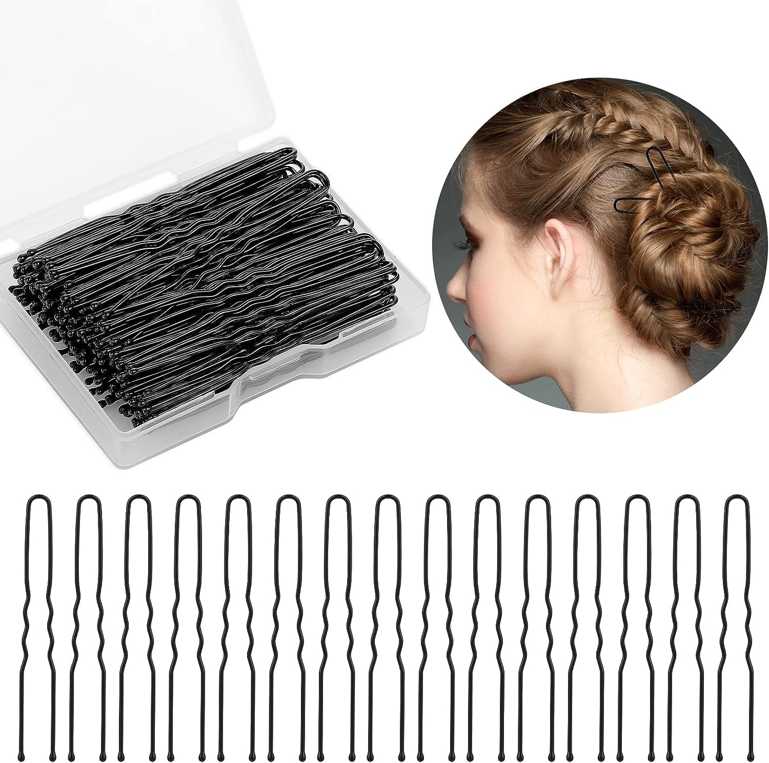 U Shaped Hair Pins, 100pcs Buns Waved U-shaped Hair Pins For Updos