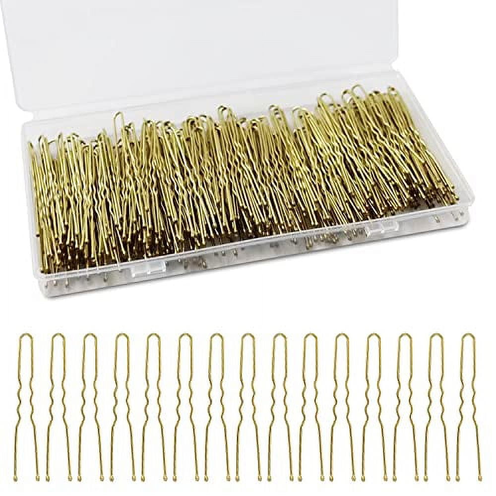 U Shaped Hair Pins, 240 pieces Blonde Bun Hair Pins U Pins Blonde Bobby Pins for Updos with Box